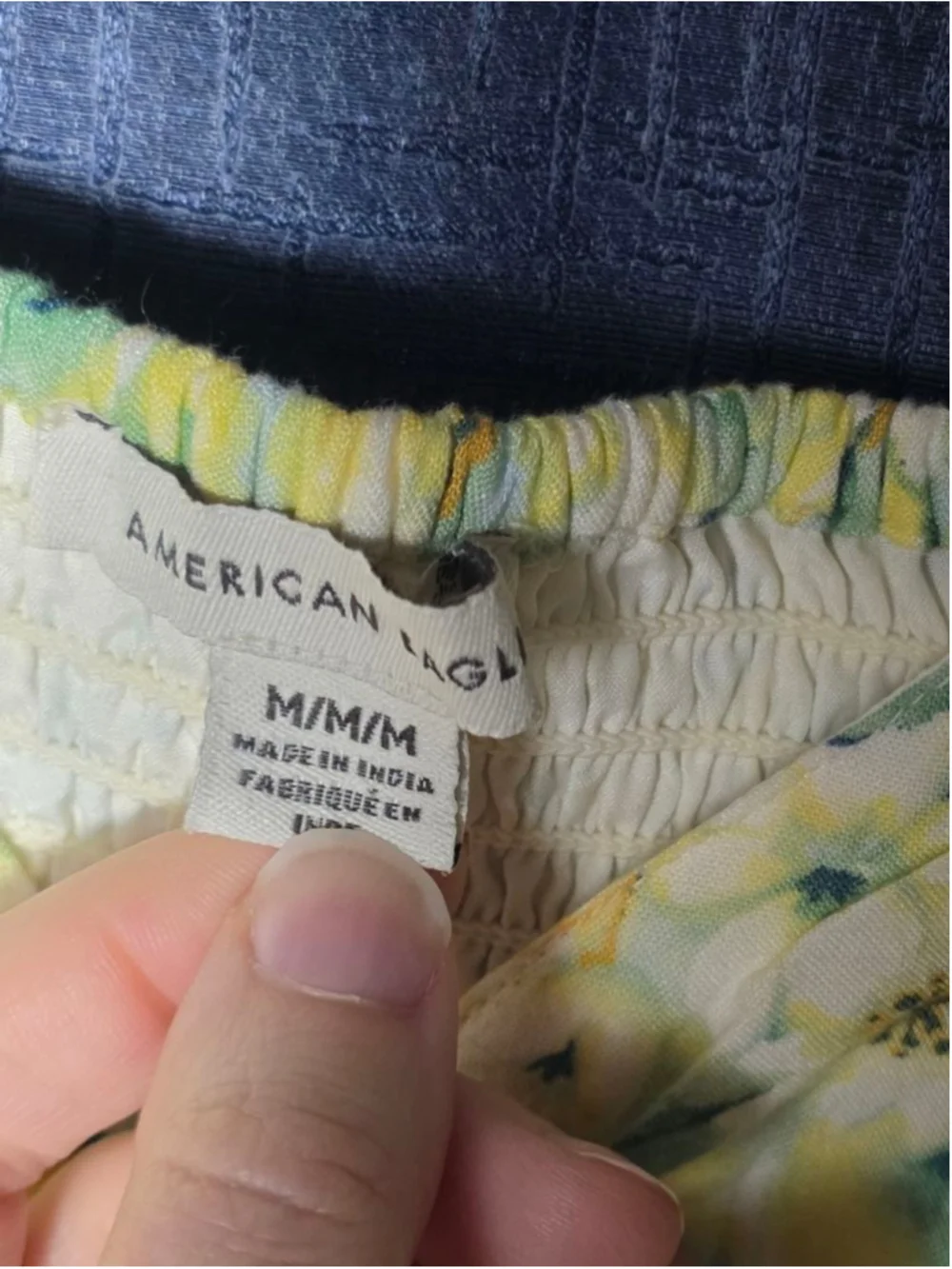 Women's American Eagle Floral Smocked Crop Top M Yellow Green